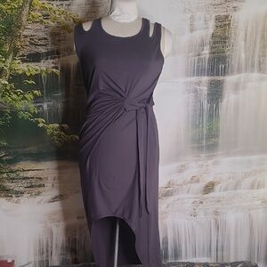 New with tags! Women Large dark gray gathered side knot stretch Sleeveless Dress